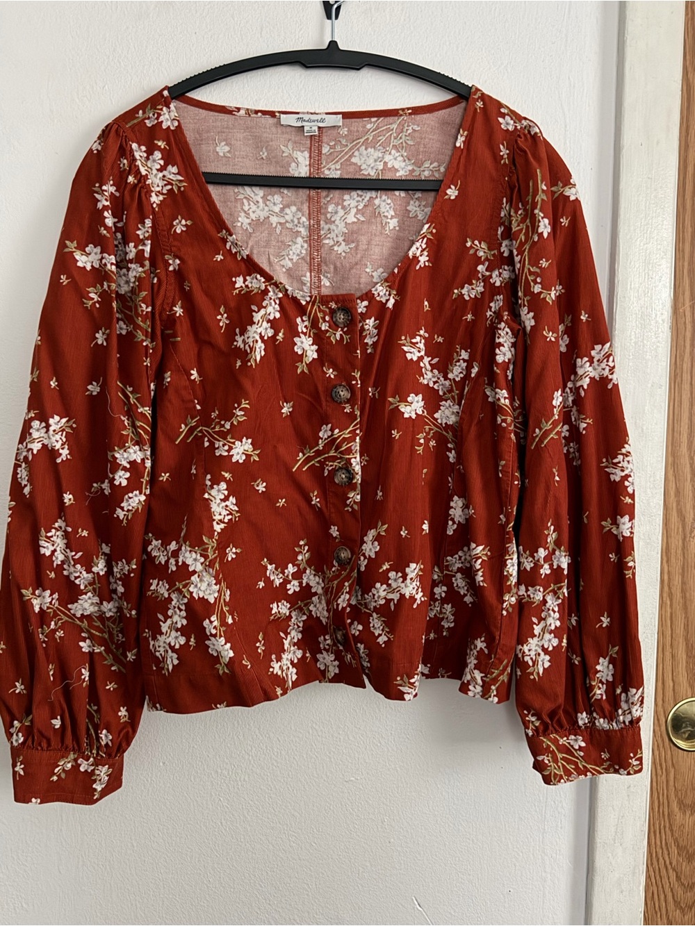 Madewell Rust Floral Button-Front Blouse